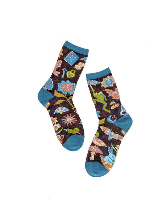 Dark Fairytale Shimmer Sheer Crew Sock