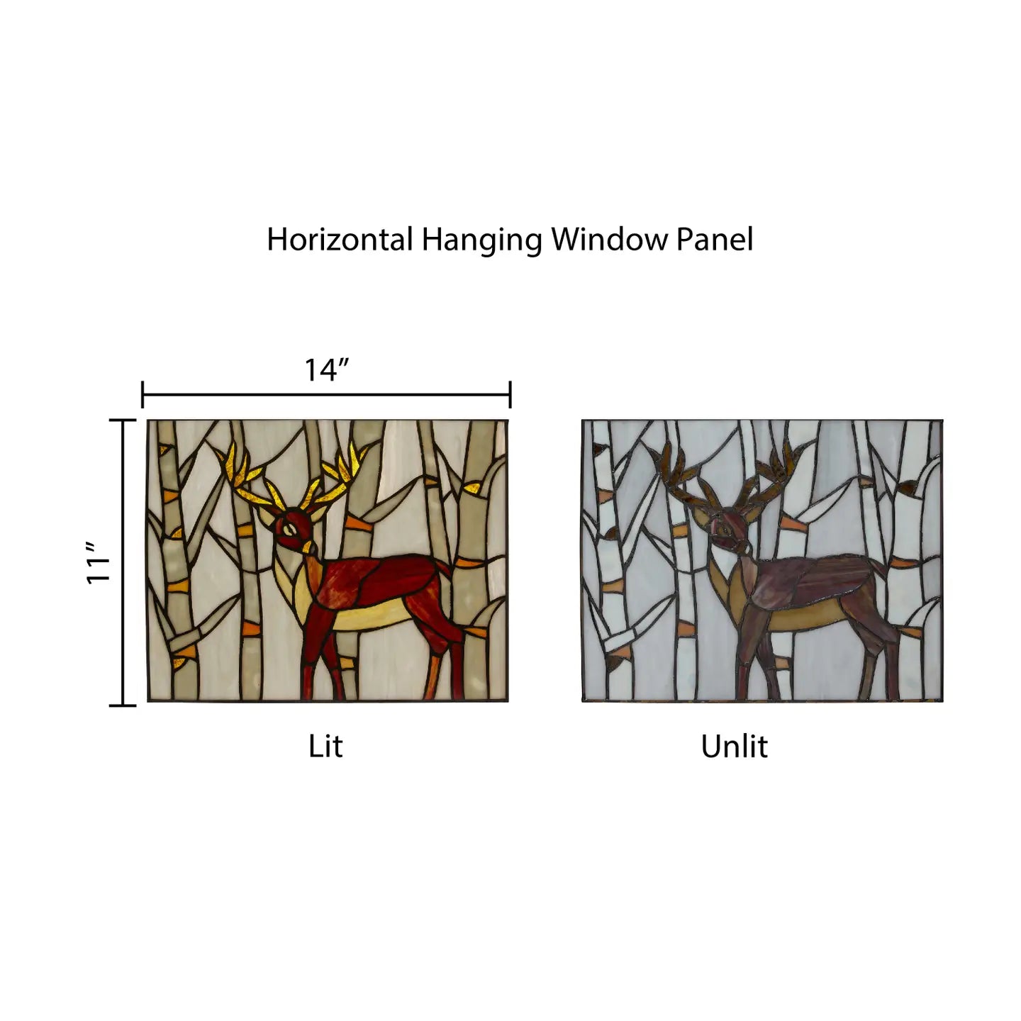 11" Majestic Deer Stained Glass Window Panel