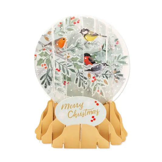 Winter Birds Pop-Up Snow Globe Greeting Card