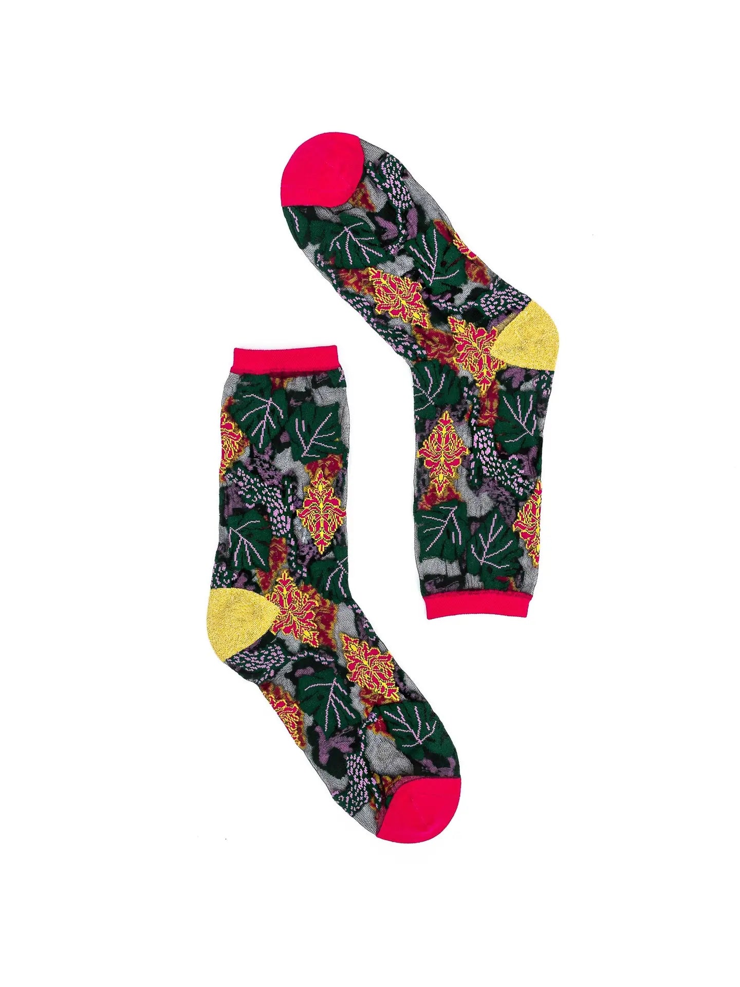 Brocade Jaguar Black Sheer Crew Sock