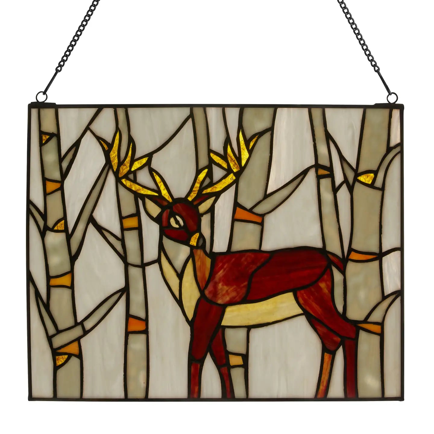 11" Majestic Deer Stained Glass Window Panel