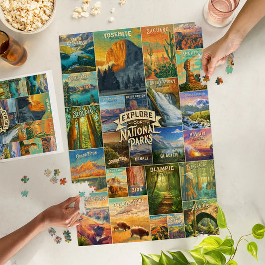 Oil Painting National Park Series Collage 1000 Piece Puzzle