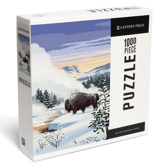 Bison Snow Scene 1000 Piece Puzzle