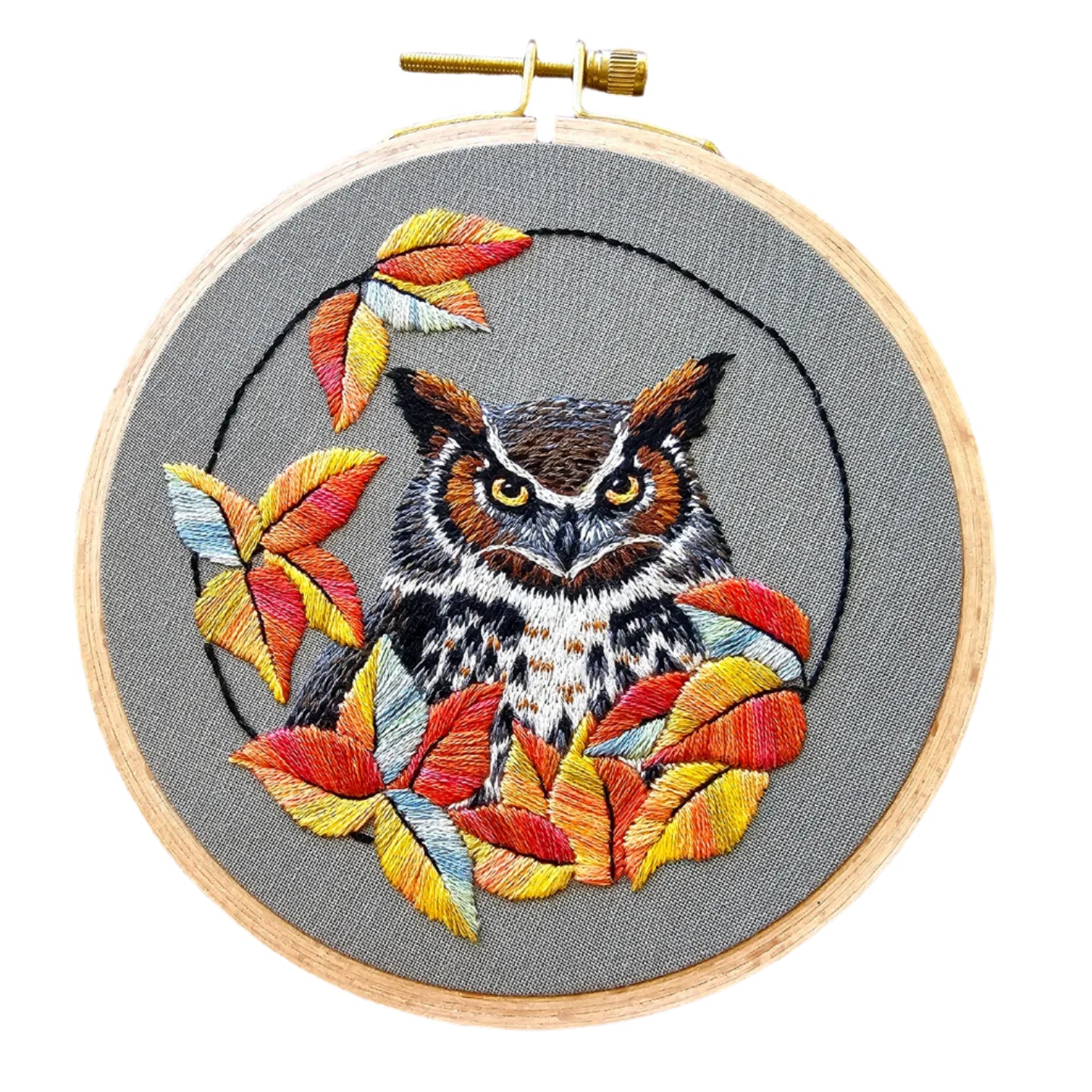 Great Horned Owl Embroidery Kit