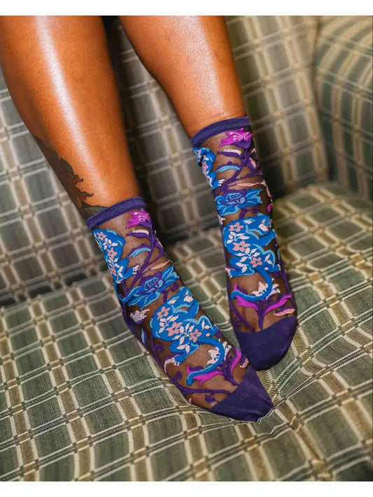 Nightshade Jaguar Black Sheer Crew Sock