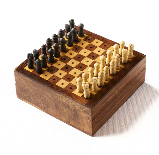 Travel Chess Game - Handcrafted Wood Pegs