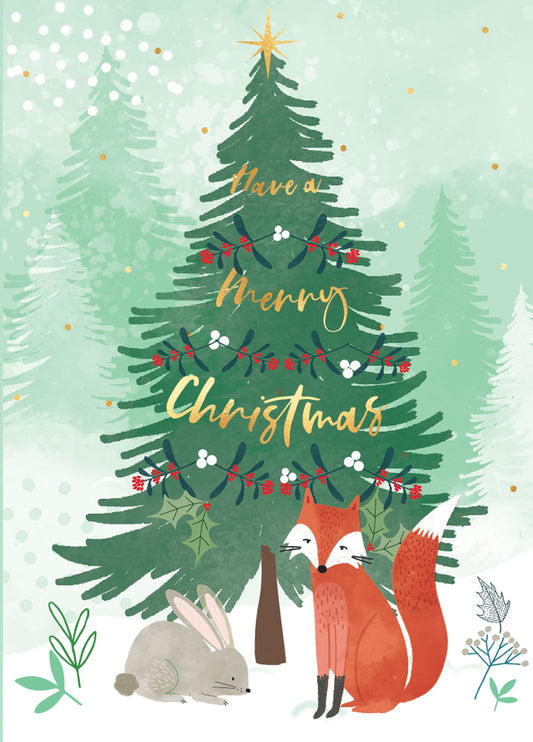 Fox and Rabbit Christmas Note Card