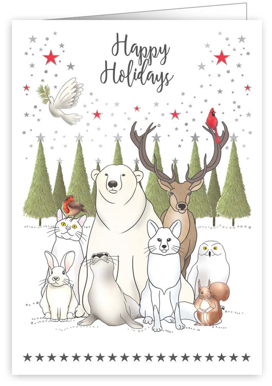 Holiday Artic Woodland Creatures Note Card