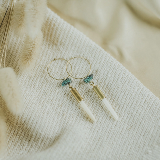 Quill + Turquoise Hoop Earrings