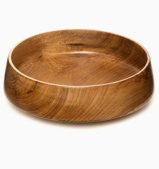 Flat Wide Hachi Wooden Serving Bowl