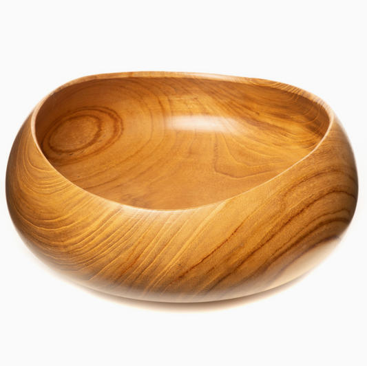 Curved Hachi Wooden Serving Bowl with Stand