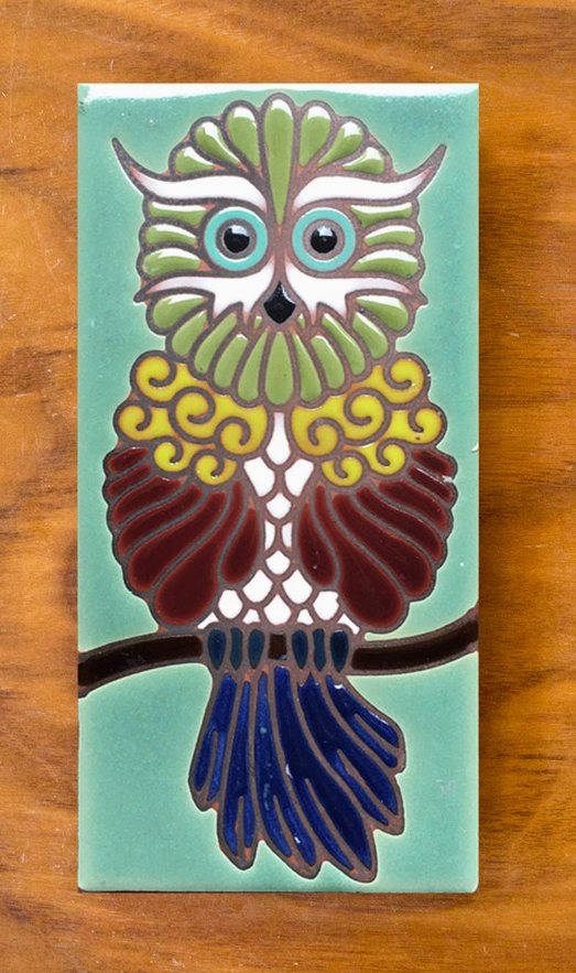 Owl 3โx6โ Hand Glazed Tile