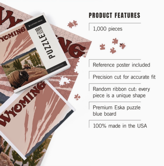 Wyoming Yellowstone River Bison 1000 Puzzle