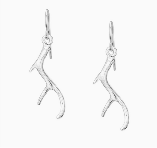 Silver - Antler Dangle Earrings