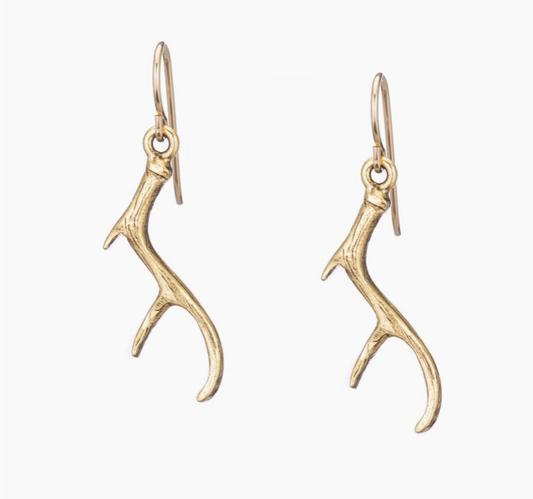 Gold - Antler Dangle Earrings