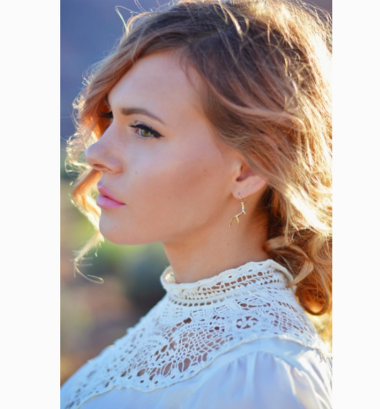 Gold - Antler Dangle Earrings