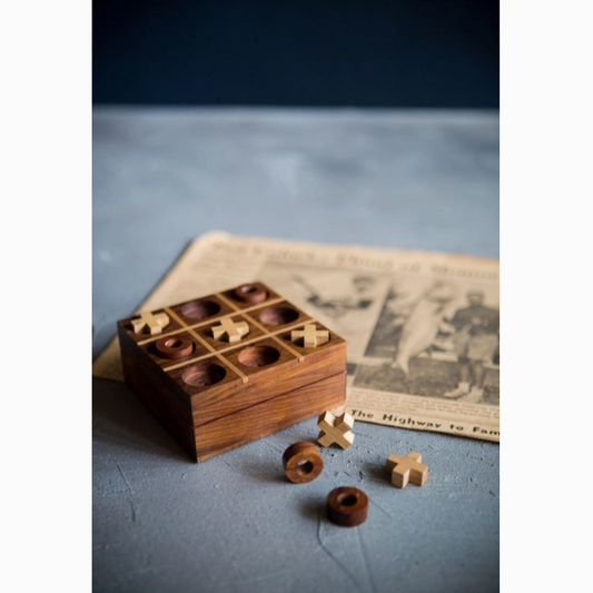 Tic Tac Toe Travel Game Set - Handcrafted wood