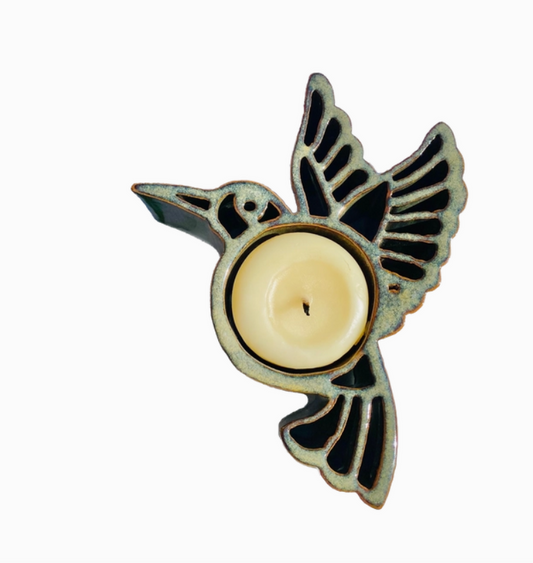 Hummingbird Candlepot - Stoneware Pottery