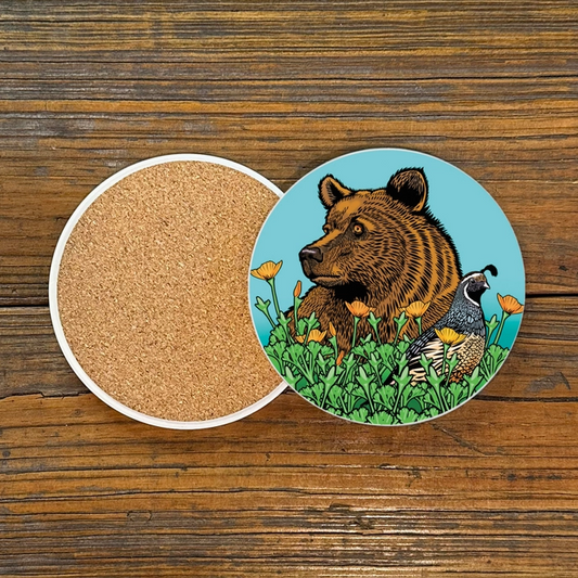 Grizzly Bear Ceramic Coaster