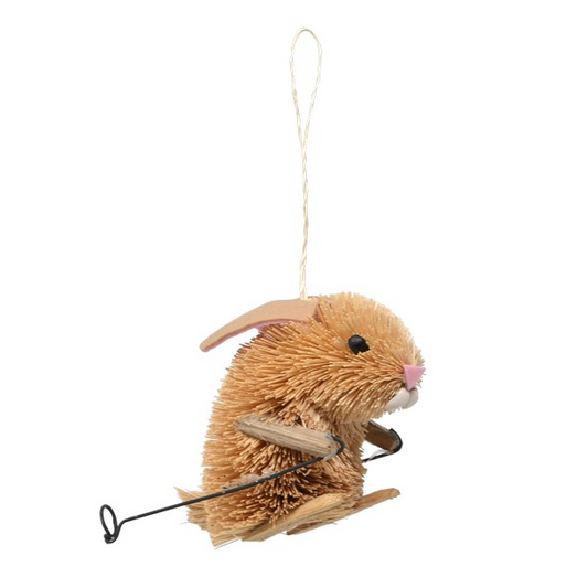 Jackalope Skiing Brush Art Ornament
