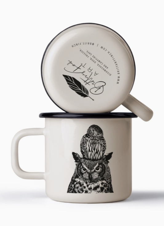 Owls Enamel Mug