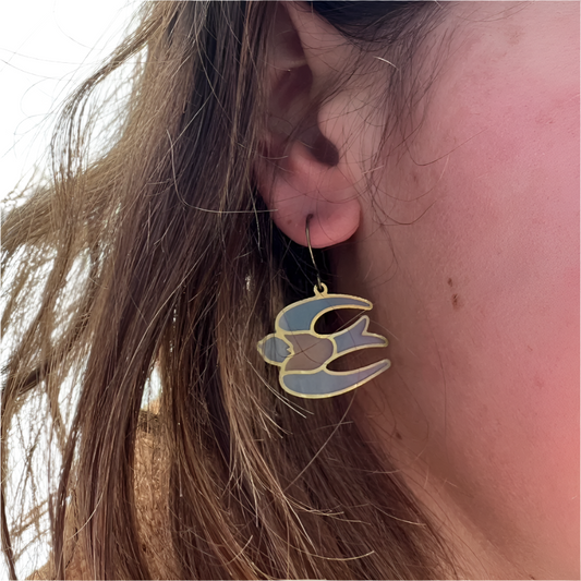 Swallow Stained Glass Resin Earrings