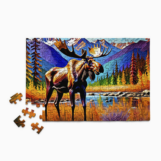 Colorful Moose Wildlife Forest Mini Jigsaw Puzzle Tube Gift