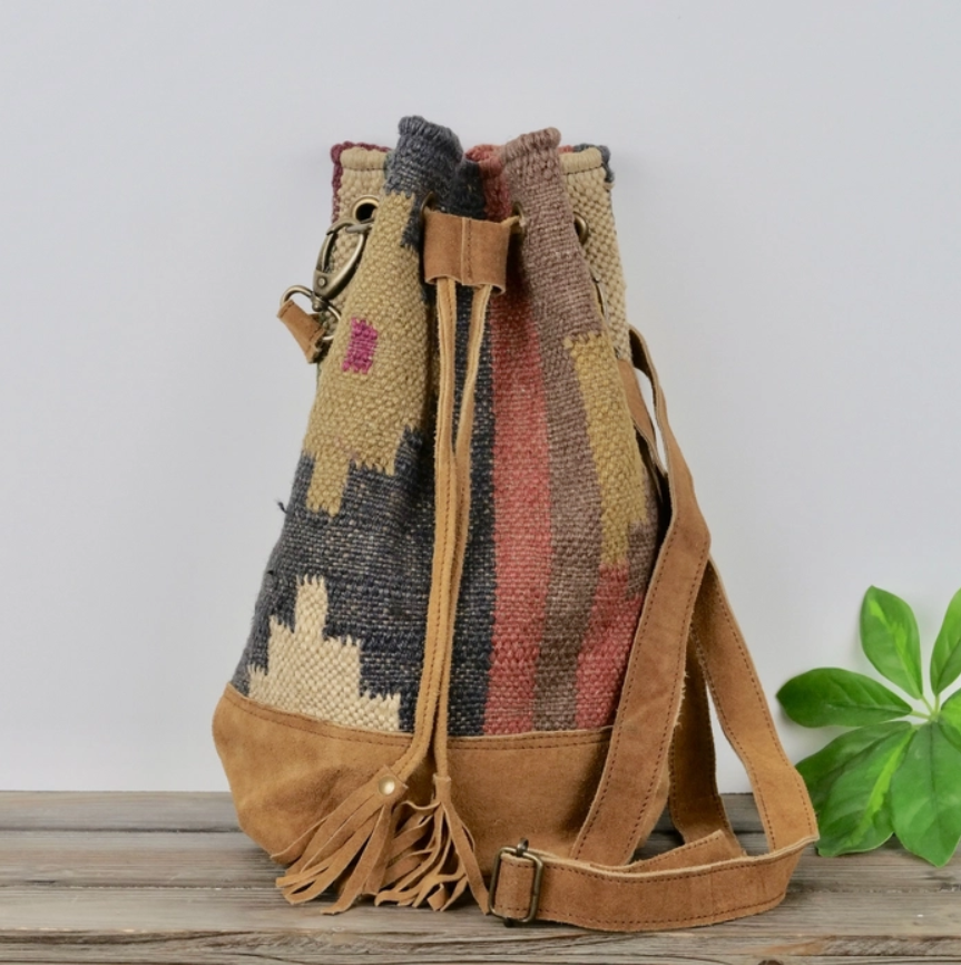 Jute Bucket Bag/ Backpack Combo