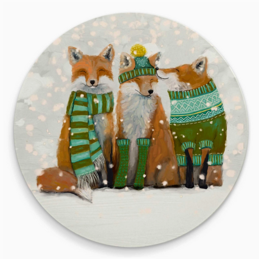 Holiday - Santa Claws Fox Trio - Coaster