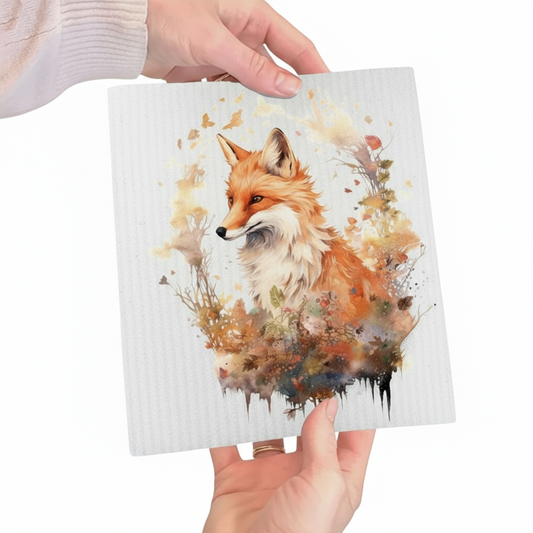Red Fox Animal Hunting Swedish Dish Cloth