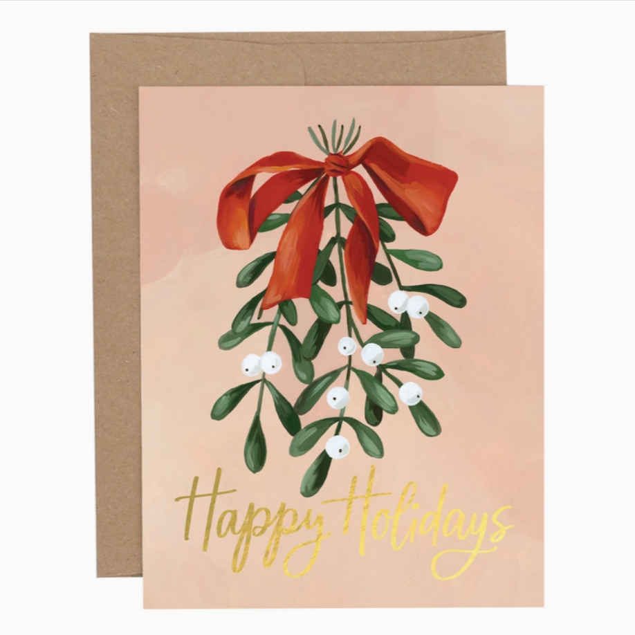 Greeting Card - Happy Holidays Mistletoe