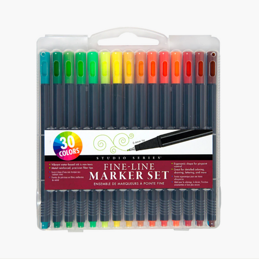 Studio Series Fine-Line Marker Set (30 colors, 0.4mm tip)