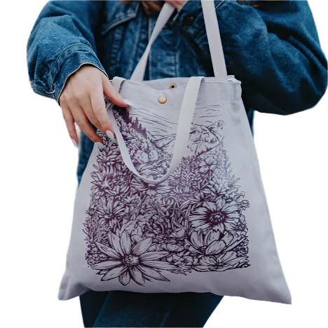 Flower Meadow Tote - Purple