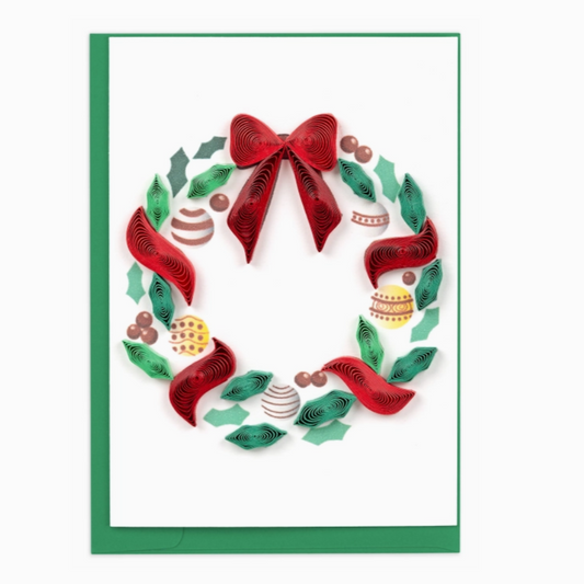 Holiday Wreath with Ornaments Gift Enclosure Mini Card