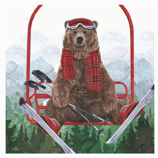 Ski Lift Bear - Cocktail Napkin