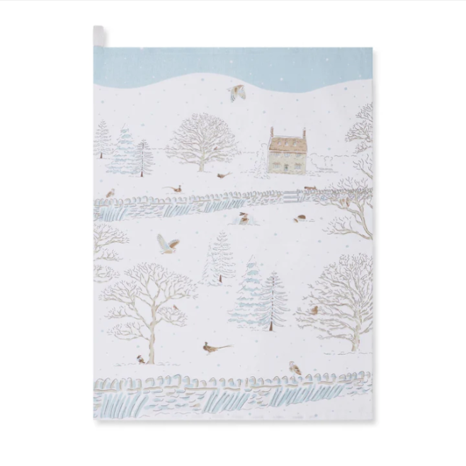 Snowy Cottage Tea Towel