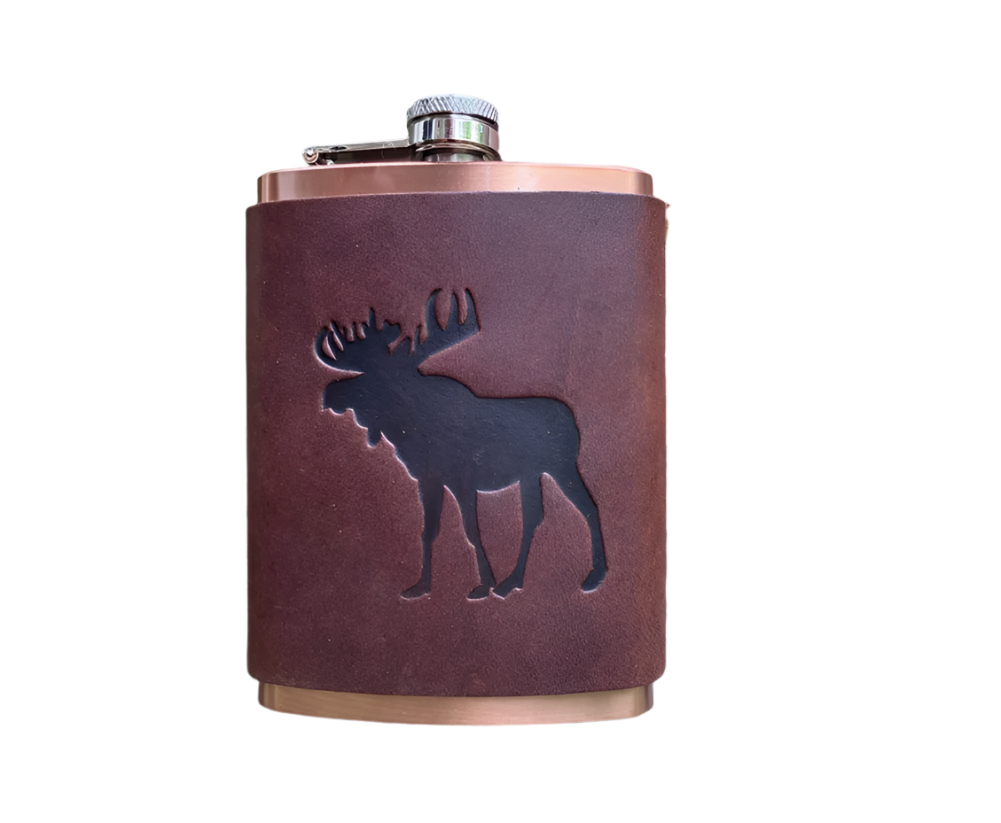 Leather Wrapped Flask - Moose