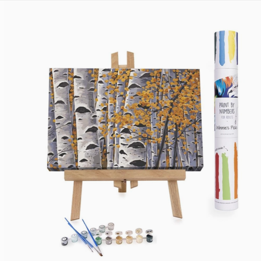 Autumn Birch Trees Paint-By-Numbers Set