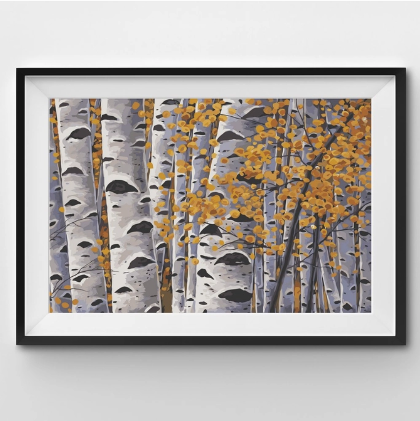 Autumn Birch Trees Paint-By-Numbers Set