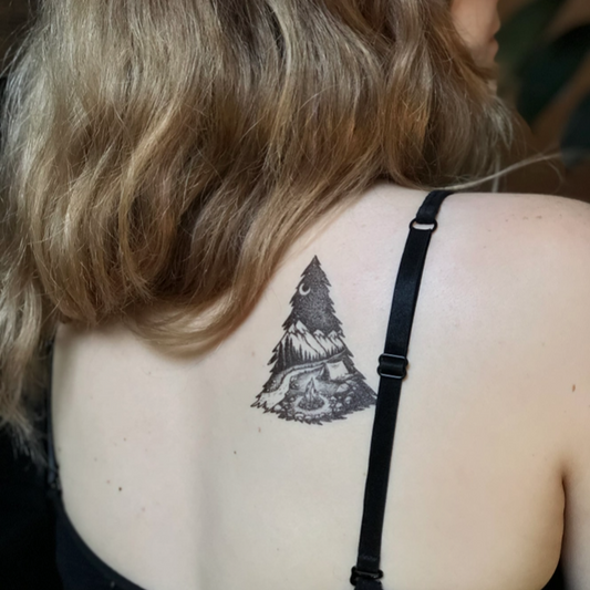 Mountain Camping Temporary Tattoo