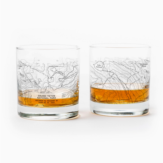 Grand Teton National Park Topographic Whiskey Glass