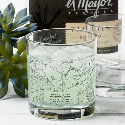 Grand Teton National Park Topographic Whiskey Glasses