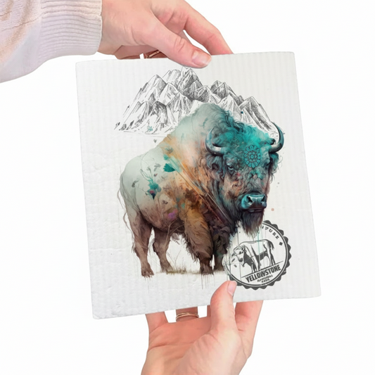 Western Buffalo Turquoise Yellowstone Swedish Dishcloth