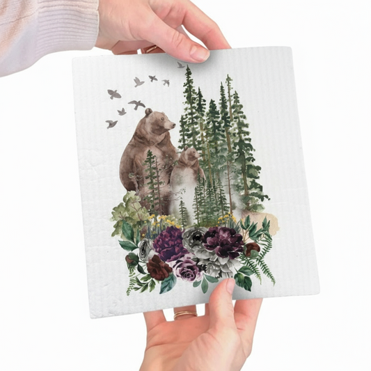 Bear Forest Mountains Wildlife Swedish Dish Cloth