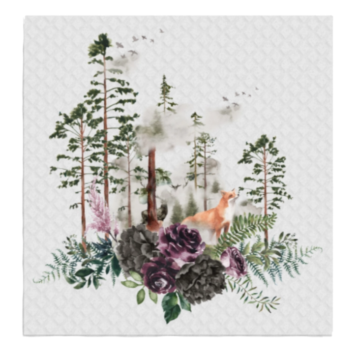 Fox Forest Trees Nature Swedish Dish Cloths