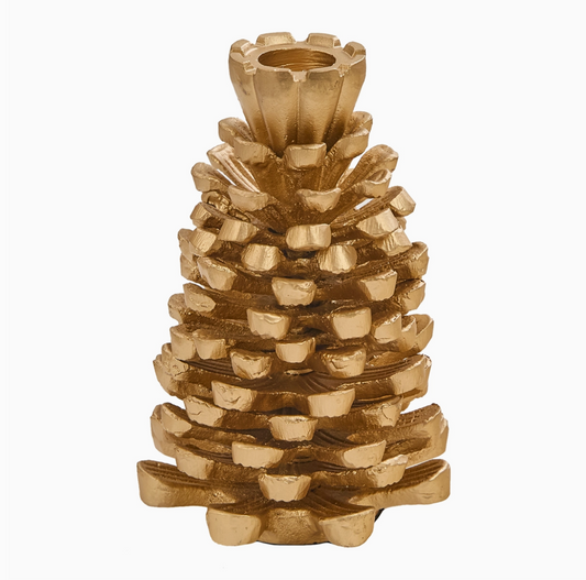 Patricia Heaton Home Pinecone Taper Holder 5" - Gold