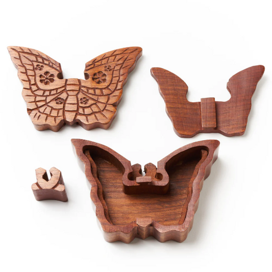 Butterfly Puzzle Box - Handcrafted Sheesham Wood