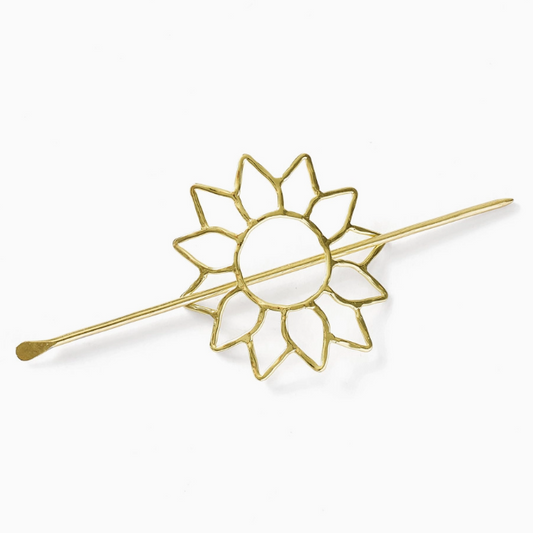 Suryamukhi Sunflower Hair Pin - Slide with Stick - Gold