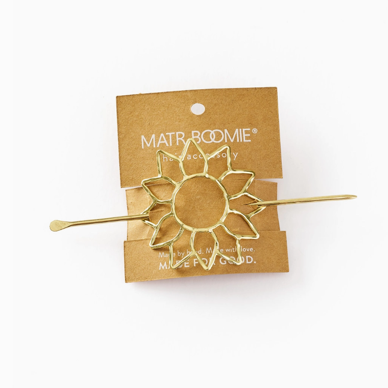 Suryamukhi Sunflower Hair Pin - Slide with Stick - Gold