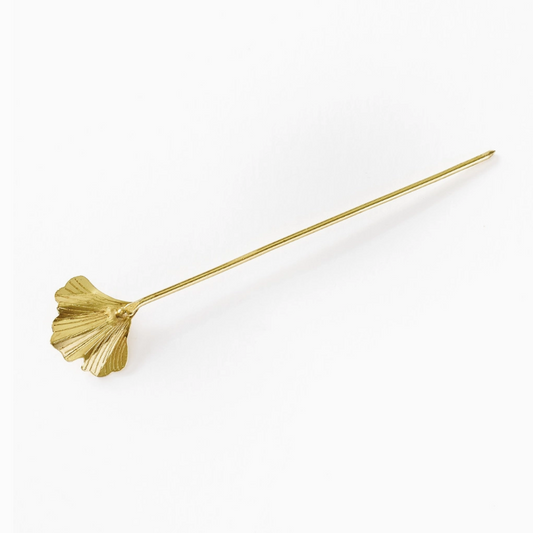 Sayuri Ginkgo Leaf Hair Pin - Slide with Stick - Gold
